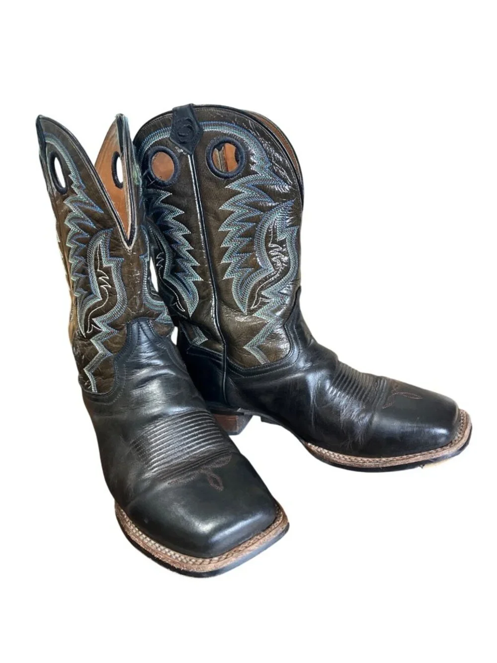 Dan Post Men Size 11EW Duece Cowboy Boots Brown Black Square Toe Western DP4558 - Picture 1 of 10